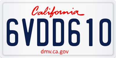 CA license plate 6VDD610