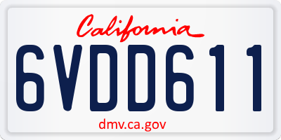 CA license plate 6VDD611
