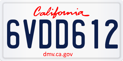 CA license plate 6VDD612