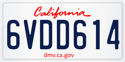 CA license plate 6VDD614