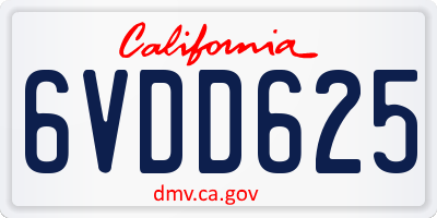 CA license plate 6VDD625