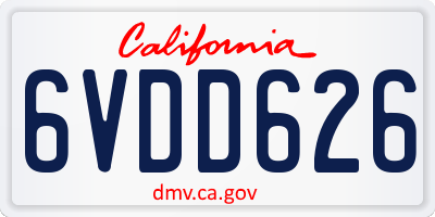 CA license plate 6VDD626