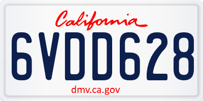 CA license plate 6VDD628