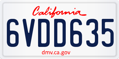 CA license plate 6VDD635