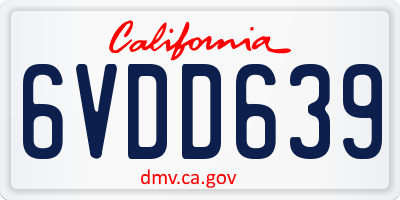 CA license plate 6VDD639
