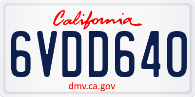 CA license plate 6VDD640