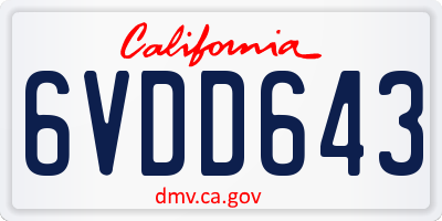 CA license plate 6VDD643