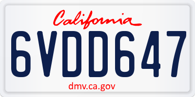 CA license plate 6VDD647