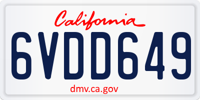 CA license plate 6VDD649