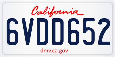 CA license plate 6VDD652