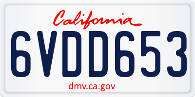 CA license plate 6VDD653