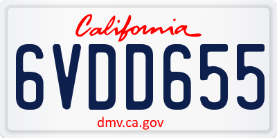 CA license plate 6VDD655