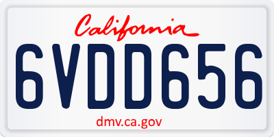 CA license plate 6VDD656