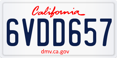 CA license plate 6VDD657