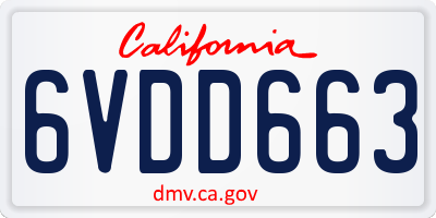 CA license plate 6VDD663