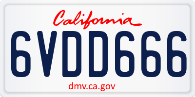 CA license plate 6VDD666