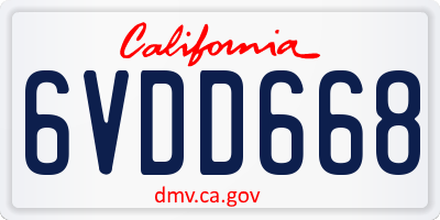 CA license plate 6VDD668