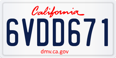 CA license plate 6VDD671