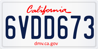 CA license plate 6VDD673