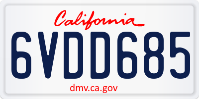 CA license plate 6VDD685