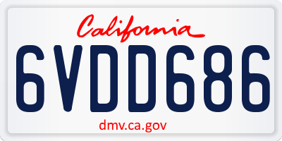 CA license plate 6VDD686