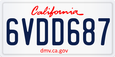 CA license plate 6VDD687
