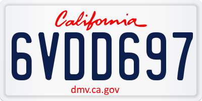 CA license plate 6VDD697