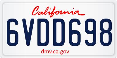 CA license plate 6VDD698