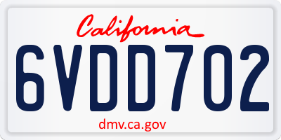 CA license plate 6VDD702