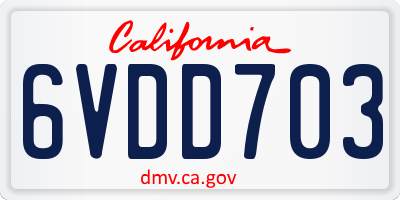 CA license plate 6VDD703