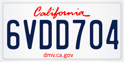 CA license plate 6VDD704