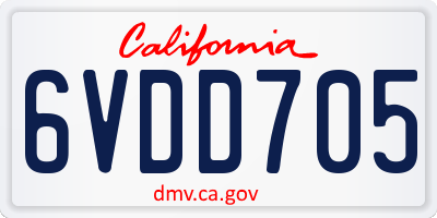 CA license plate 6VDD705