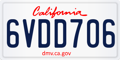 CA license plate 6VDD706