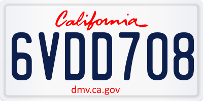 CA license plate 6VDD708