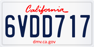 CA license plate 6VDD717