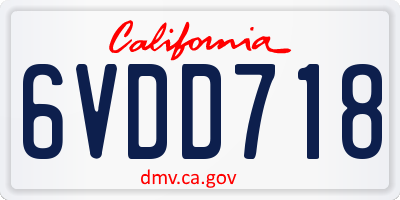 CA license plate 6VDD718