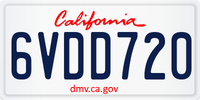CA license plate 6VDD720