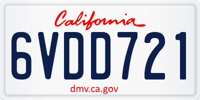 CA license plate 6VDD721