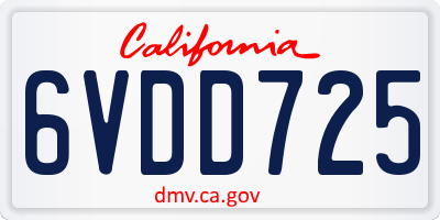 CA license plate 6VDD725