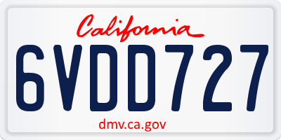 CA license plate 6VDD727