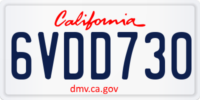CA license plate 6VDD730