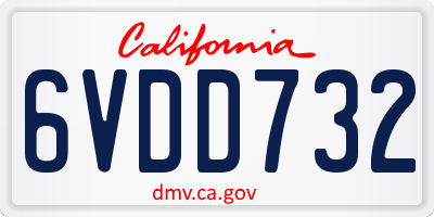 CA license plate 6VDD732