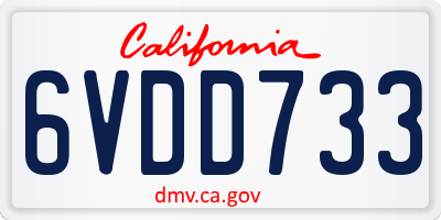 CA license plate 6VDD733