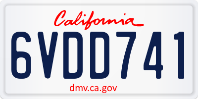 CA license plate 6VDD741