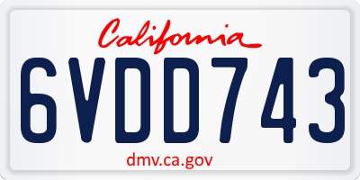 CA license plate 6VDD743