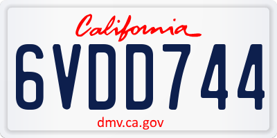 CA license plate 6VDD744