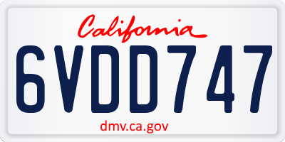 CA license plate 6VDD747