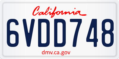 CA license plate 6VDD748