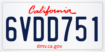 CA license plate 6VDD751