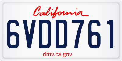 CA license plate 6VDD761